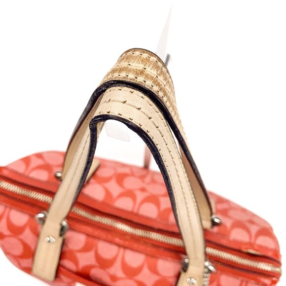 COACH Vermillion Red Signature Stripe PVC Satchel Handbag - E1394-F24362 - Picture 10 of 16